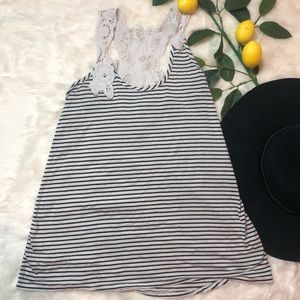 Papaya soft cotton and crochet racerback